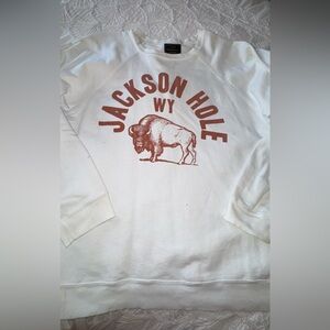 Retro Brand Jackson Hole WY Sweatshirt Free People XL Oversized Western Graphic